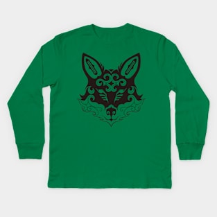 Tribal Fox (Ainu style mix) Kids Long Sleeve T-Shirt